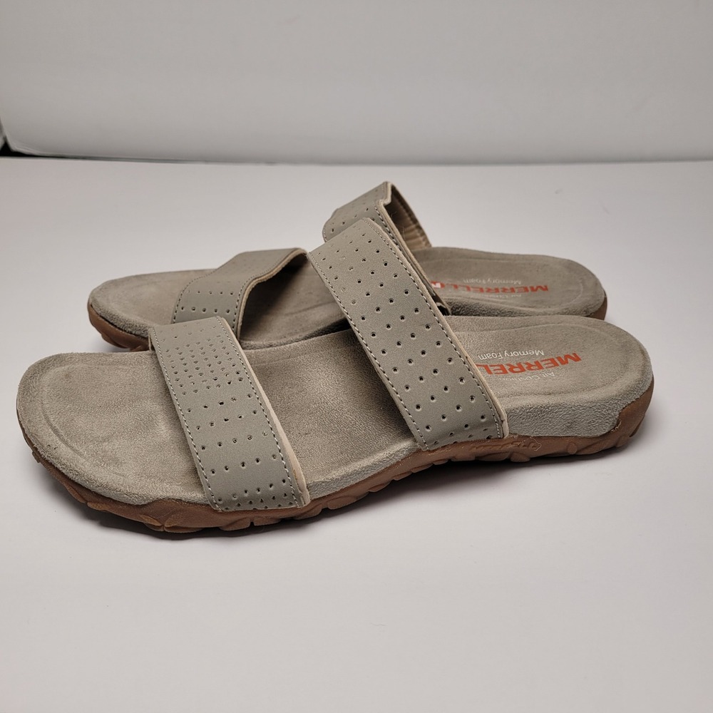 Merrell J95008 Slide Sandals Womens 5 Grey Excellent‎ Memory Foam Air Cushion